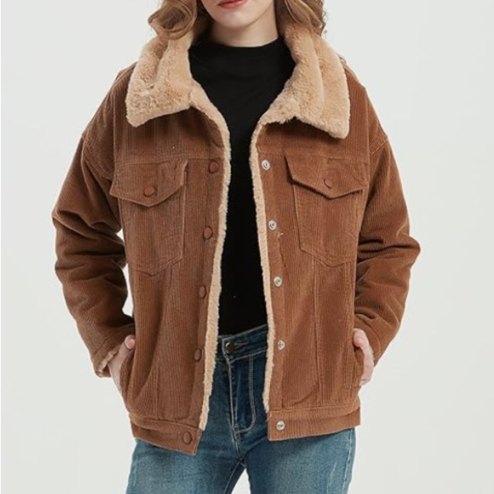 Corduroy Fleece Lined Jacket size L